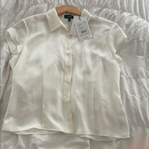 Theory Ivory Button-Down Blouse